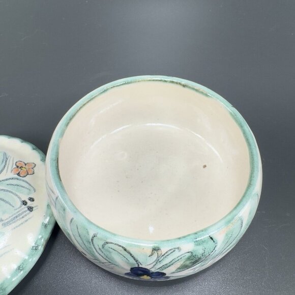 Mexico Pottery Folk Art Trinket Dish Jewelry Holder Container Jar Hand Made VTG - Picture 7 of 15